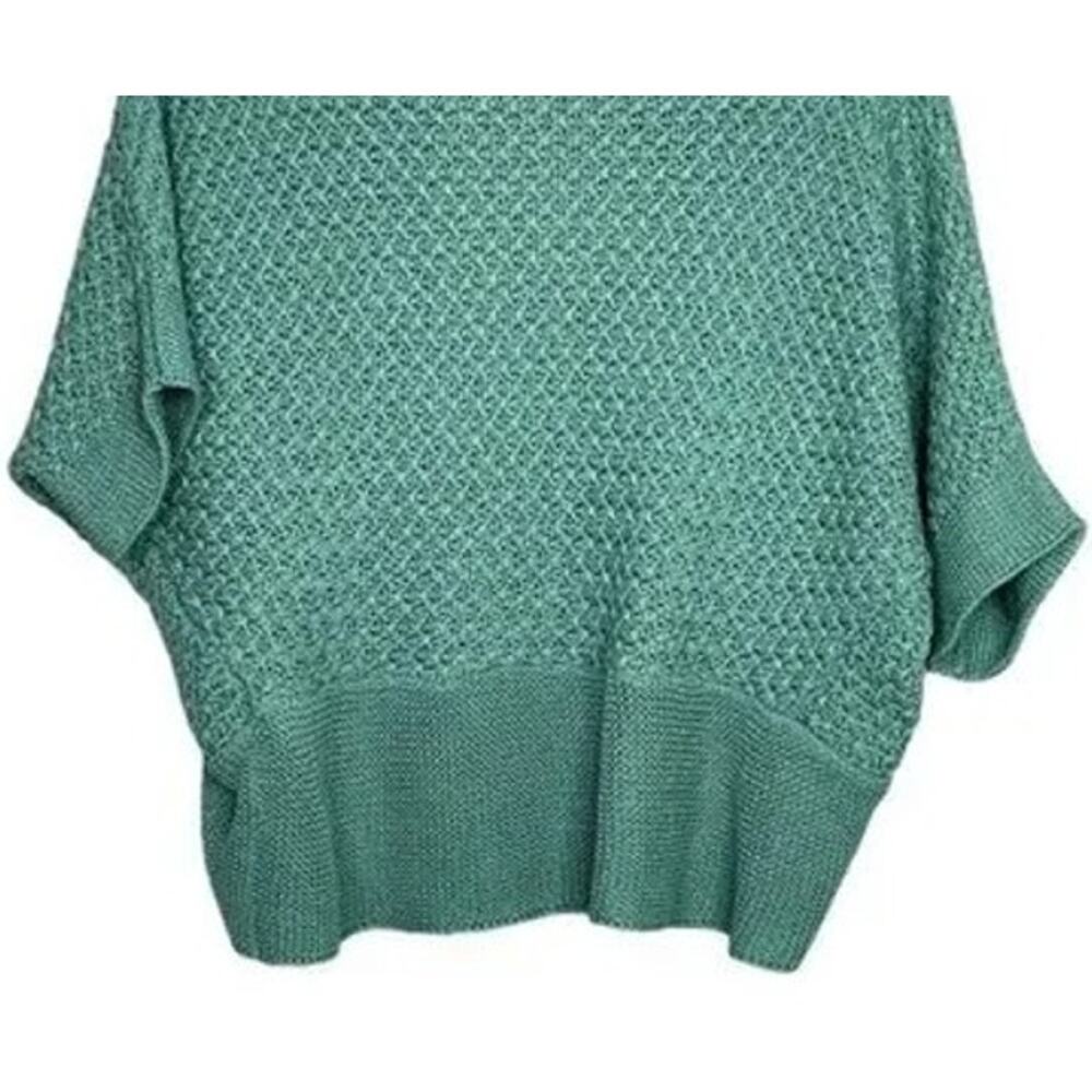 ZARA Slouchy Short Sleeves Knit Cotton Short Cardigan Sweater Open Front M Teal - Picture 8 of 15